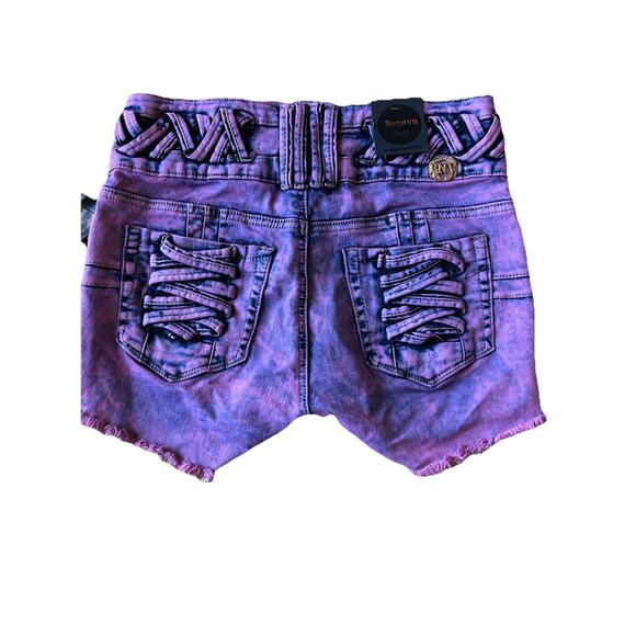 Women BENAVA Butt Lifting Shorts XL Purple Columbian Daisy Dukes Shorts Stretch - Picture 1 of 9